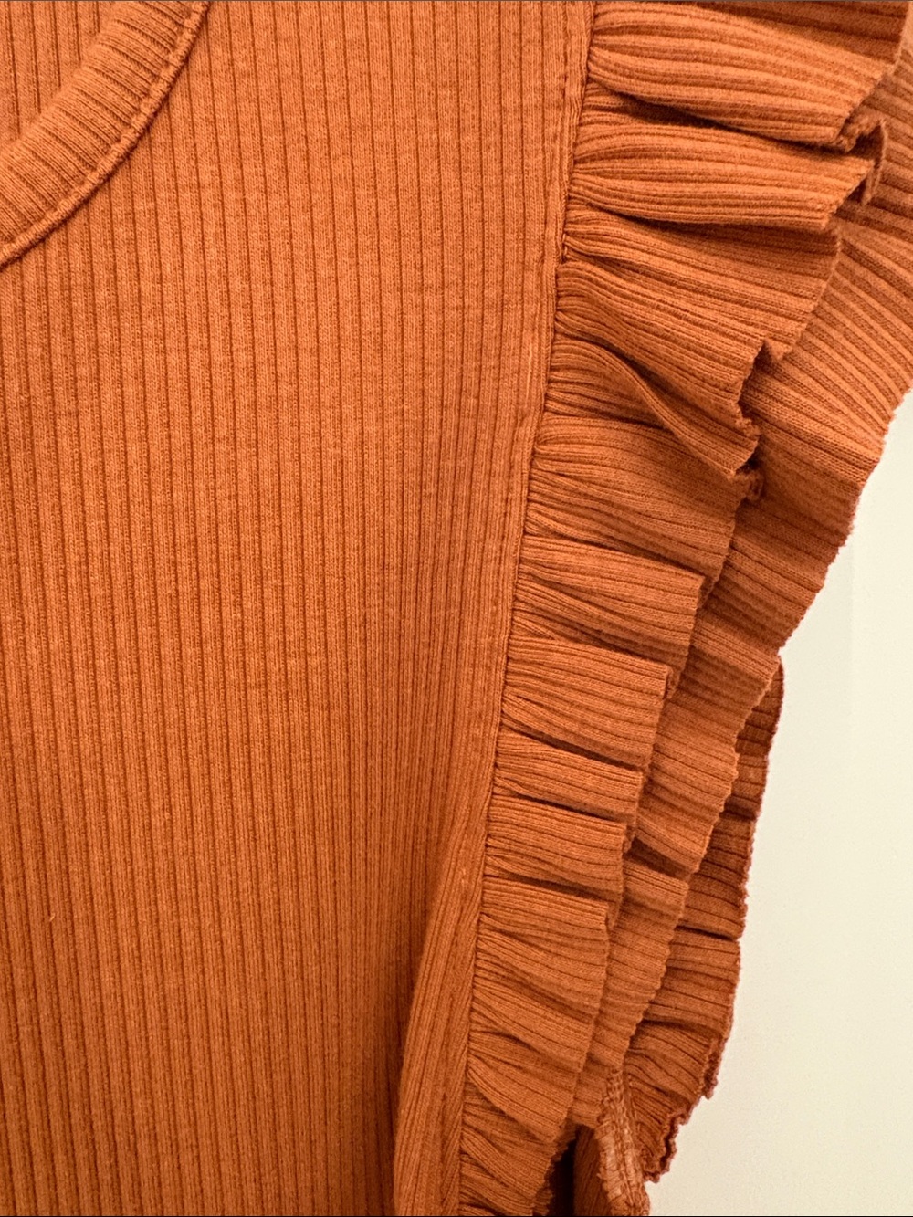 J. Crew Ribbed Tank Top with Ruffle Sleeves - Rust Size Medium - Picture 3 of 4